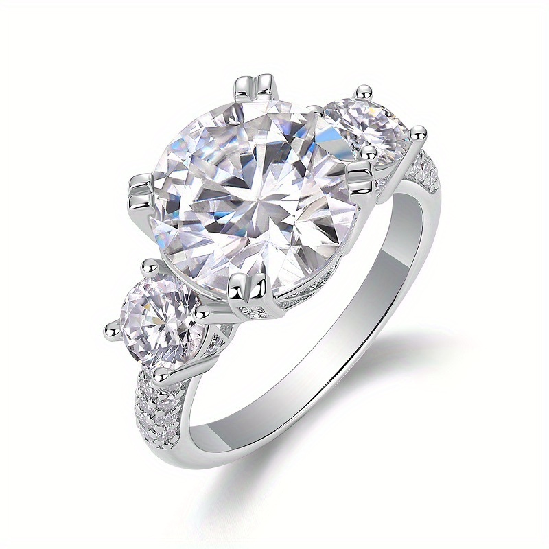 S925 Silver Ring with 5 Ct Moissanite, Cross Border